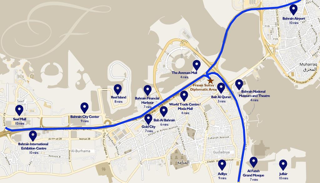 Fraser Suites Diplomatic Area Bahrain Manama Exterior foto Route map